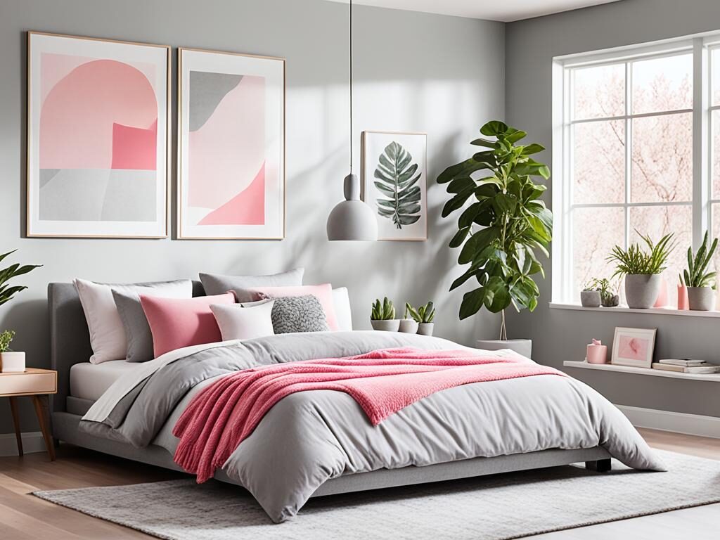 pink and grey room decor